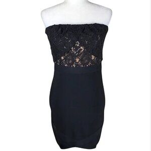 Bebe Lace Strapless Bandage Mini Dress